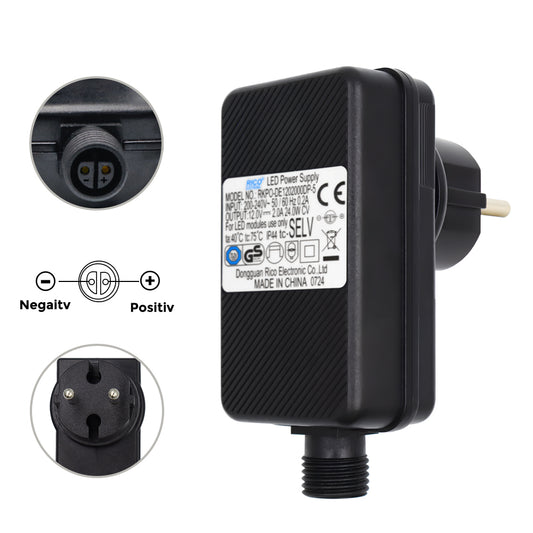 Lam(MS)pen Gartenbeleuchtung LED-Adapter DC 12V 2A, IP44 Wasserdicht Netzteil für Gartenstrahler, Power Supply Netzteil Adapter für Gartenbeleuchtung Gartenstrahler LED