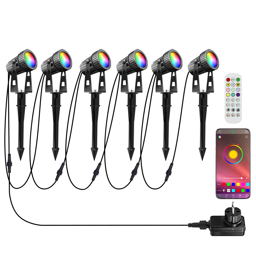 Lam(MS)pen Gartenleuchte LED Gartenstrahler Warmweiß COB LED Gartenleuchtung mit Erdspieß Gartenlampe für Außen Garten Rasen Baum, 12V 20W Alu IP65 Wasserdicht