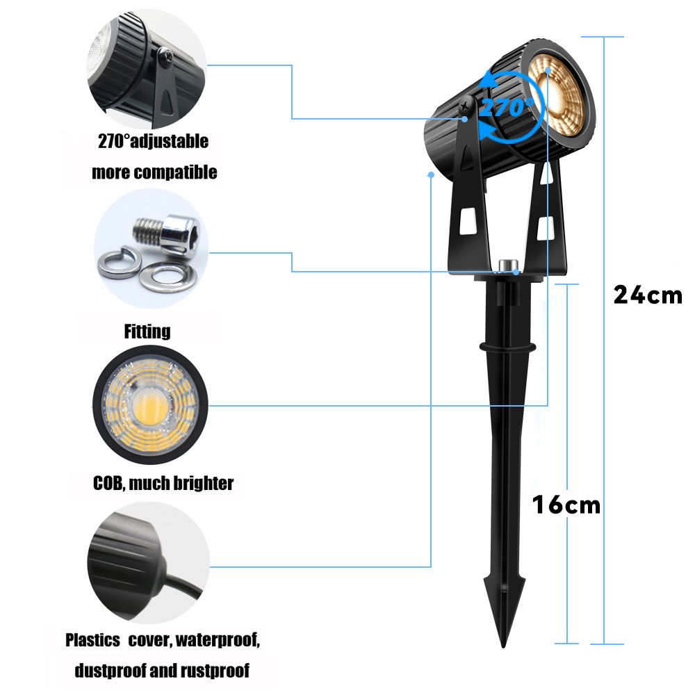 8er Gartenleuchte LED Gartenstrahler Warmweiß COB LED Gartenleuchtung mit Erdspieß Gartenlampe Gartenbeleuchtung 3000K 2100LM für Außen Garten Rasen Baum, 12V 24W IP65 Wasserdicht