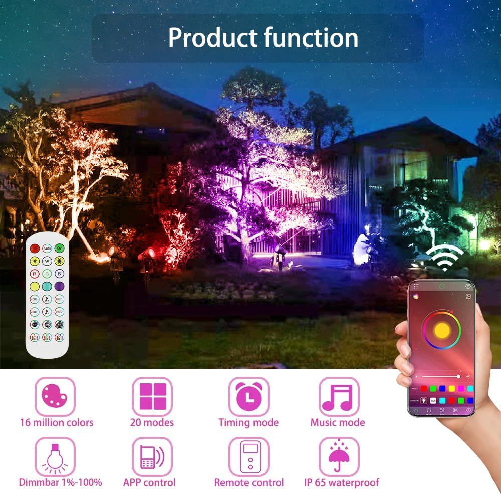 Lam(MS)pen Gartenleuchte LED Gartenstrahler Warmweiß COB LED Gartenleuchtung mit Erdspieß Gartenlampe für Außen Garten Rasen Baum, 12V 20W Alu IP65 Wasserdicht