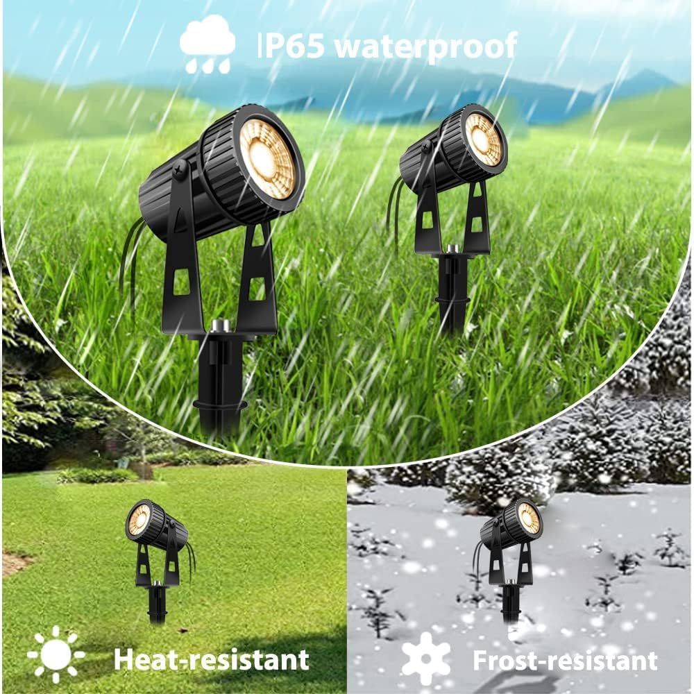 Lam(MS)pen Gartenleuchte LED Gartenstrahler Warmweiß COB LED Gartenleuchtung mit Erdspieß Gartenlampe für Außen Garten Rasen Baum, 12V 20W Alu IP65 Wasserdicht