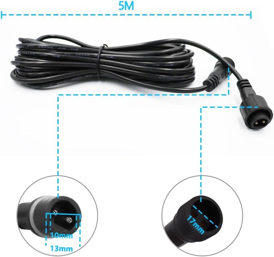 5 m LED Verlängerungskabel, für Gartenleuchte LED Gartenbeleuchtung, Extension Cable, wasserdicht, aussen