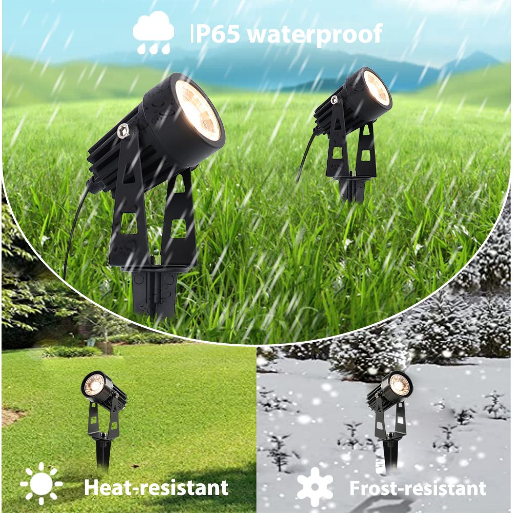 8er Gartenleuchte LED Gartenstrahler Warmweiß COB LED Gartenleuchtung mit Erdspieß Gartenlampe Gartenbeleuchtung 3000K 2100LM für Außen Garten Rasen Baum, 12V 24W IP65 Wasserdicht