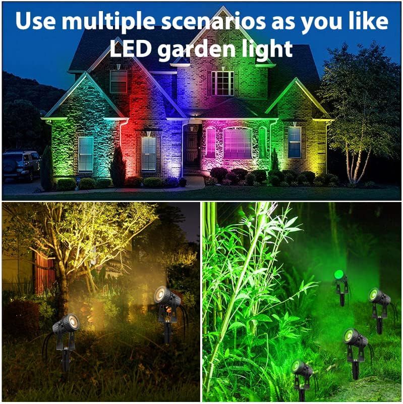 Lam(MS)pen Gartenleuchte LED Gartenstrahler Warmweiß COB LED Gartenleuchtung mit Erdspieß Gartenlampe für Außen Garten Rasen Baum, 12V 20W Alu IP65 Wasserdicht