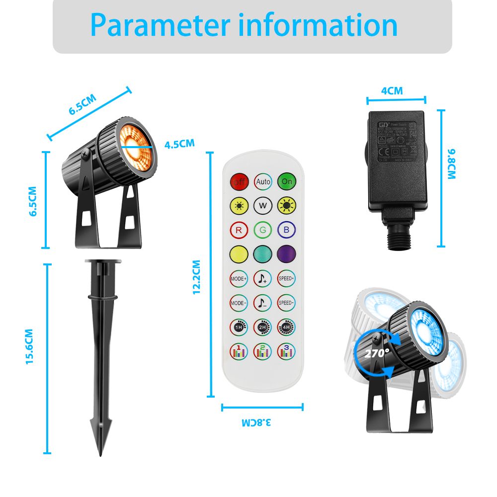 8er LED Gartenstrahler RGBW mit Bluetooth APP Timer, LED Gartenleuchte RGB+Warmweiß COB LED Gartenbeleuchtung mit Erdspieß mit Fernbedienung Gartenlampe IP65 Wasserdicht 12V 24W für Außen Garten Rasen
