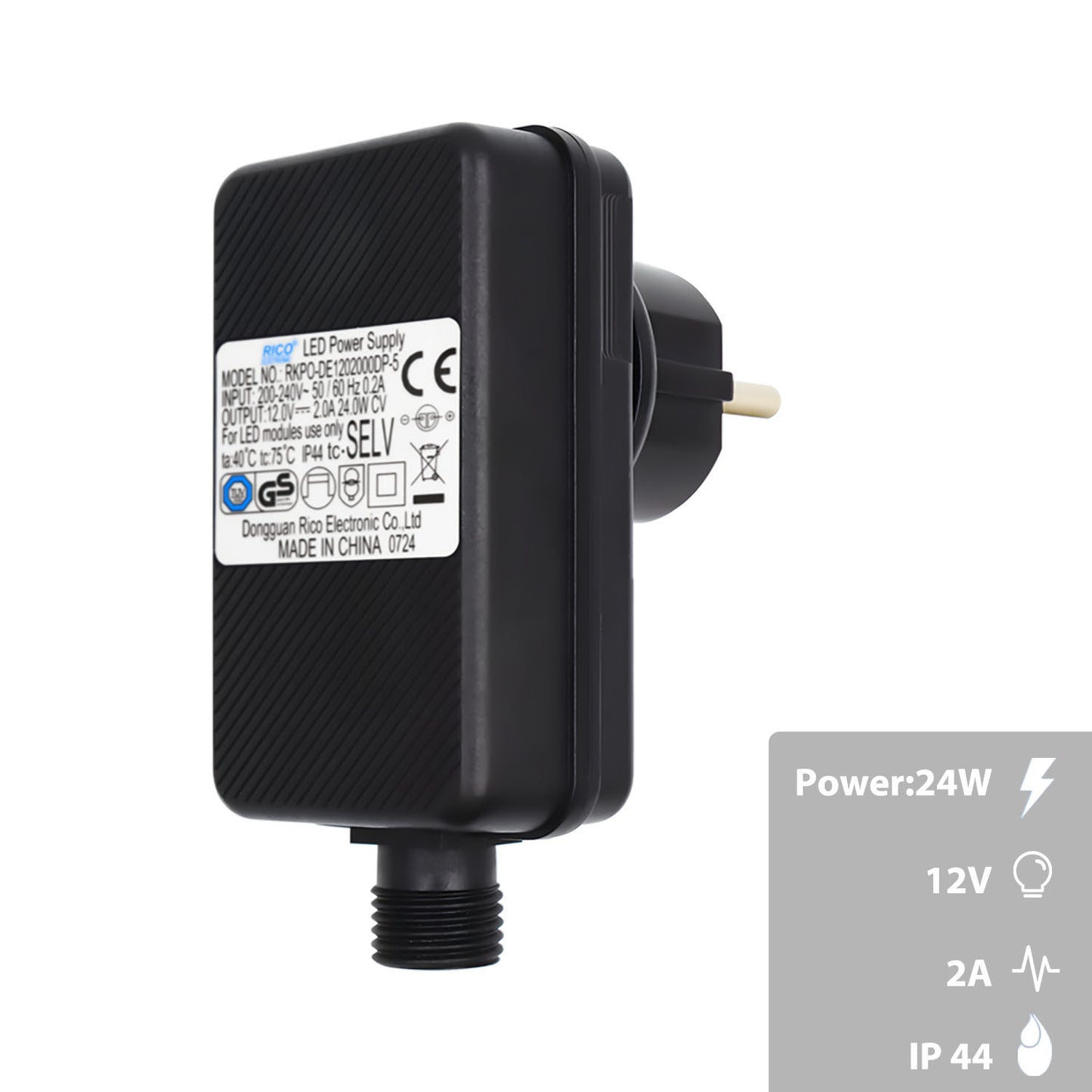 Lam(MS)pen Gartenbeleuchtung LED-Adapter DC 12V 2A, IP44 Wasserdicht Netzteil für Gartenstrahler, Power Supply Netzteil Adapter für Gartenbeleuchtung Gartenstrahler LED